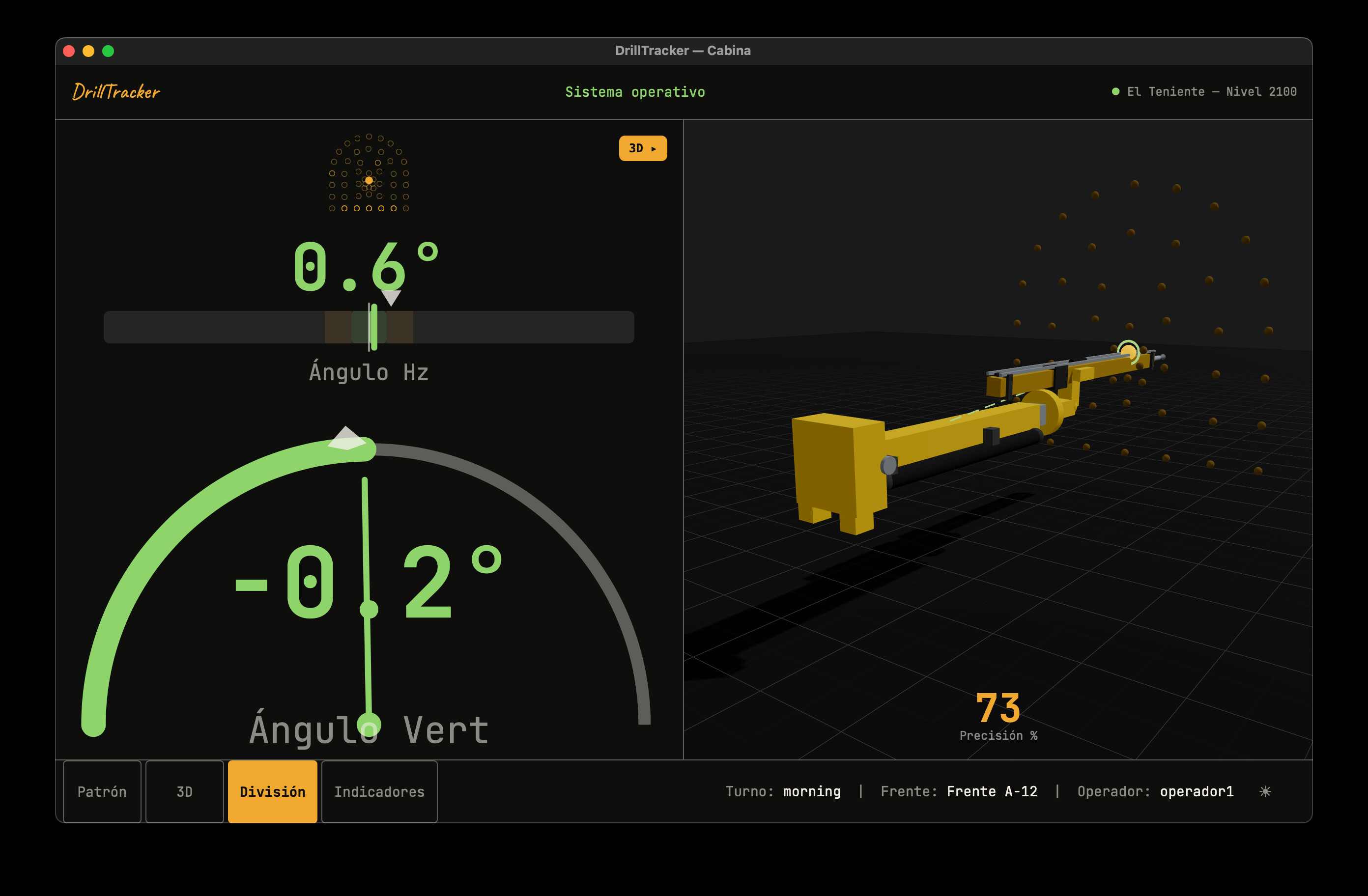 HUD de cabina de DrillTracker