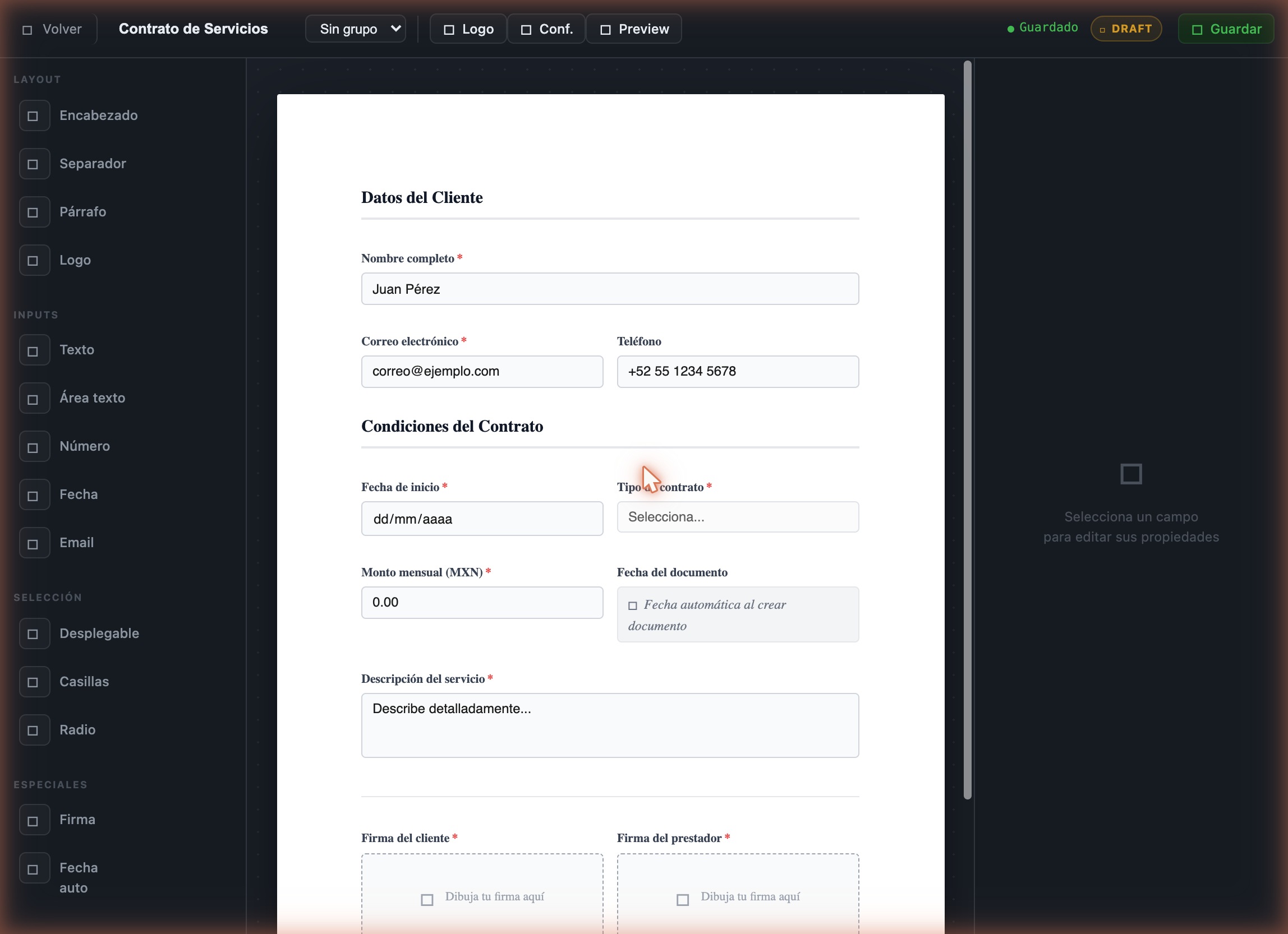 Constructor visual de Dynamic Forms